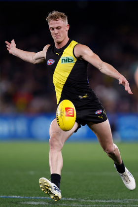 Noah Cumberland spent the first part of the 2024 season at VFL level but has come into the senior side as one of the few remaining fit men in the whole list. His preferred role is probably third tall forward or maybe high flanker, but he has been forced into more of a contested role due to the terrible injury toll at Punt Road this year. For him to make any sort of fantasy-relevant career out his his promising start, he would have to hope that the club has a better run of luck in the medical room, something which is also true of just about all of his Tiger cub teammates.