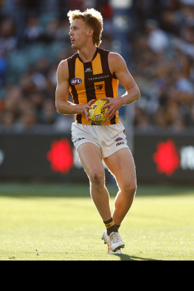 Cam Mackenzie has turned a corner this year, something that was evident during preseason and has not always led to prolific ball-winning, but is definitely discernible as he grows into his body. Hawthorn have chosen to play him over a similar conveyance in Harry Morrison as a B-rotation midfielder, which has led to the Hawks midfield getting belted on the inside in some games in 2024 as Sam Mitchell sacrificed short-term strength over the footy for hard-won experience. If you picked him as a POD in fantasy this year he hasn't quite come on, but long-term signs are healthy.