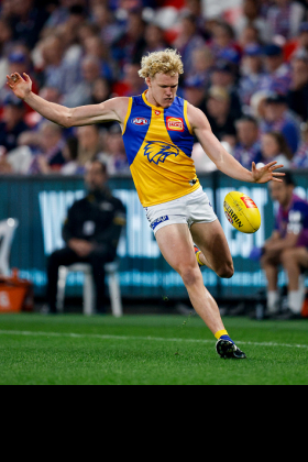 Reuben Ginbey was a high draft pick for West Coast near the start of their ignominious slide towards Spoonville, a wallowing from which the club is now dragging itself out. He cam with strong junior form as an inside midfielder, and has attended a lot of centre bounces for the Eagles through his developing years, but he spent time last week starting from half back and has most definitely been outshone by the Harley Reid show. Not that there would be anything wrong if his fate is to stay a flanker, as he has the capability to be a Beau Waters enforcer type. Not great for fantasy, though.