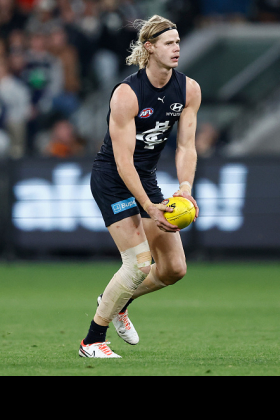  seems to have won the positional battle at Carlton for lead ruck. At the start of the season he was pitted against Marc Pittonet, who had on his side no less an ally that Blues captain Patrick Cripps, who preferred Pittonet's ruck craft to maximise clearance opportunities. TDK's strong point is between contests as he covers the ground a lot more than the ex-Hawk, and the Baggers' recent run of wins have come off the back of some excellent scoring from turnovers, rather than scoring from stoppages. Will the tables turn again before September?