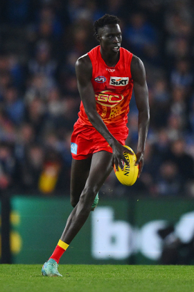 Mac Andrew has been given more responsibility at the Gold Coast Suns under the new coaching regime of Damien Hardwick, and he has responded with some eye-catching plays. He has graduated from fringe flanker and gone past Charlie Ballard to become first-choice centre half back, using his spring to get in position to spoil rather than bulk, and showing a lot of dash on rebound. He is never going to be a back-shoulder stopper in the mould of Bruce Doull, but more like Peter Knights. The sort of piece that a finals team can be built around.